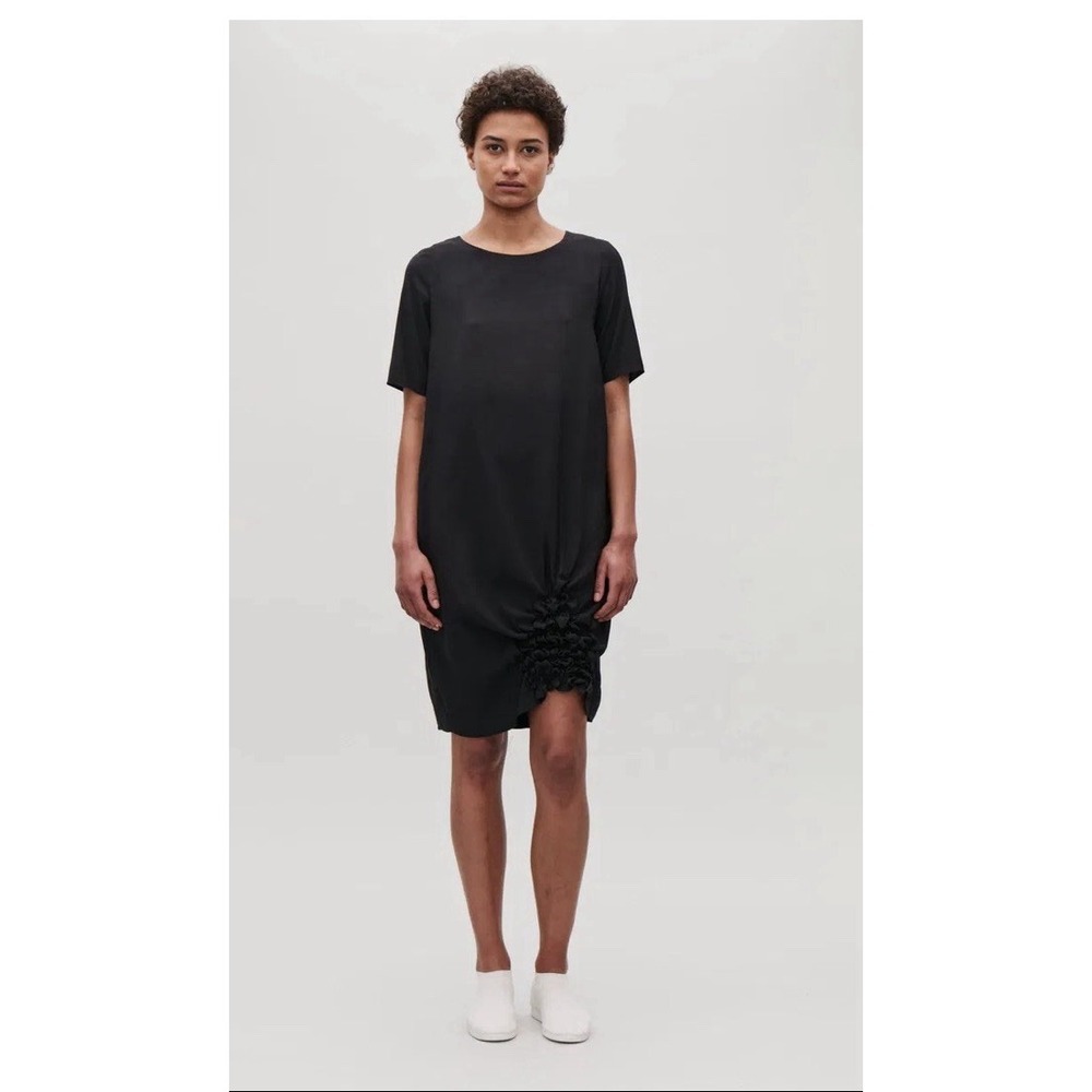 Womens COS LBD Shift Dress Size 4 Gathered‎ Detail Office Casual Knee Length SS